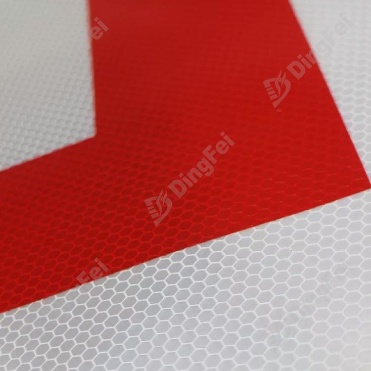 Red White Reflective Rear Marker Arrow Sticker - 